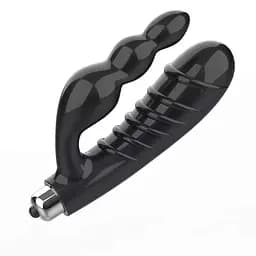 Подвійний силіконовий вібратор анальний стимулятор стимулятор U-подібної форми для жінок та чоловіків 146 мм чорний