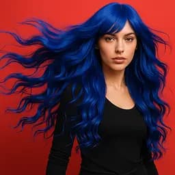 Перука кучерява довга рівний зріз з термоволокна 80 см синій