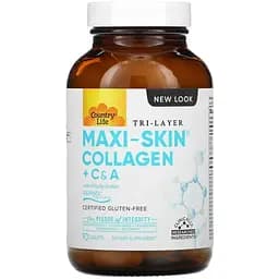 Натуральная добавка Country Life Maxi-Skin Collagen + C and A, 90 таблеток