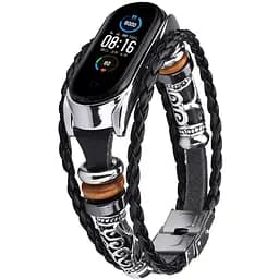 Ремешок винтажный Carprie для фитнес-браслета Xiaomi Mi Band 7 и 7NFC Type A Black silver