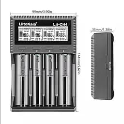 Зарядний пристрій для Liitokala Lii-CH4, 4 канали, Li-1.5/Ni-Mh/Li-ion/LiFePO4/Li-HiV, USB-C, LCD - мініатюра 4