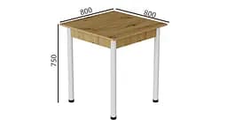 Стіл кухонний Ferrum-decor Агата 75x80x80 Білий ДСП Дуб Артізан 16мм (FRD-105675) - мініатюра 3