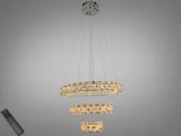 Підвісна LED люстра Diasha 7895/600+400+200CH з кришталем, хром, 70 W, з пультом, освітлення 10-20 м2