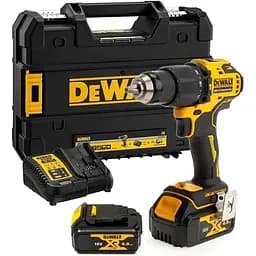 Дрель-шуруповерт DeWALT безщеточная ударная 18 В XR Li-Ion 4 Ач 65 Нм 450-1650 об/мин патрон 13 мм быстрозажимной 2 аккумулятора зарядное устройство чемодан TSTAK (DCD709M2T)