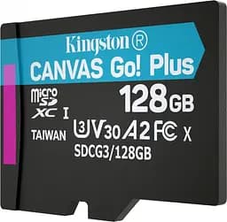 Карта пам'яті KINGSTON microSDXC Canvas Go Plus 128Gb Class 10 UHS-3  [R-170MB/s] + SD адаптер [SDCG3/128GB] [69970] - мініатюра 4