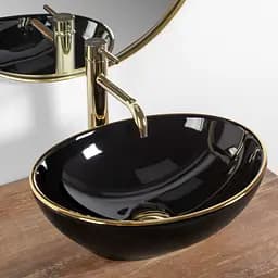 Умивальник Rea Sofia edge накладний black gold REA-U3695, Чорний - мініатюра 2
