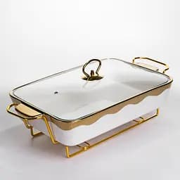 Мармитница фарфоровая Yiwu 2 л на металлической подставке с подогревом 40х22.5х15.5 см мармит для первых блюд HNG-112-15