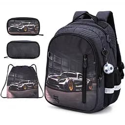 Ортопедичний рюкзак 3 в 1 з пеналом та мішком для хлопчика School Standard 375 гр 17 літрів Чорний