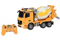 Машинка на ручном управлении Same Toy бетономешалка Mercedes-Benz 1:20 желтый (E528-003)