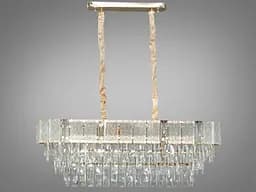 Ефектна кришталева люстра підвіс овальної форми,10 ламп, золото