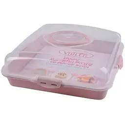 Тортівниця пластикова Violet House 0036 Каризма Powder квадратна з кришкою 13х38х38 см  - мініатюра 2