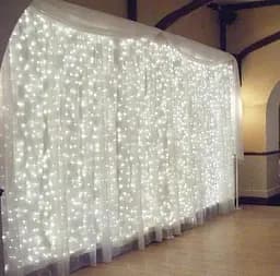 Гірлянда штора Водоспад 3х2.6 м 320 LED (прозорий шнур з перехідником) Білий світ - мініатюра 3