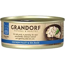 Влажный корм для кошек Grandorf Chicken Fillet & Sea Bass куриная грудка с сибасом 70 г