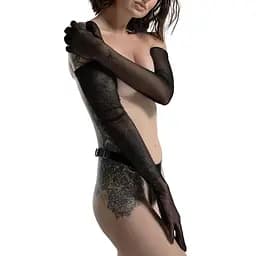 Рукавички довгі сітка Feral Feelings - Long Glovers S, чорні