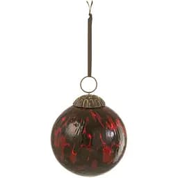 Ялинкові скляні кулі J-line червоного кольору з леопардовим принтом 8 см 8 шт. (35623)