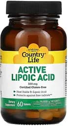 Альфа-ліпоєва кислота Country Life Active Lipoic Acid 300 mg, 60 таблеток для підтримки рівня цукру в крові