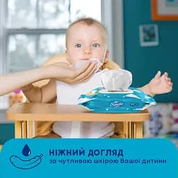 Уцінка. Серветка волога Smile baby Екстракт алое New sticker з клапаном 84 шт.  - мініатюра 4