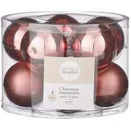 Набір ялинкових кульок House of Seasons 6 см 10 шт. темно-рожевий (8720362102373)