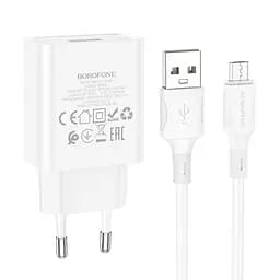 Адаптер мережевий Borofone Micro USB Cable Aspirer BA74A та кабель комплект білий