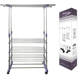 Вішалка-стійка XPRO Colgador з полицями для взуття подвійна телескопічна 80х36х160 см чорна (43726-_517)