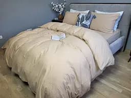 Комплект постельного белья LUXURY Washed из вареного хлопка бежевый Beige  - двуспальный