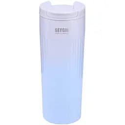 Термокружка SEYGM 500 мл с flip крышкой, голубой градиент Happy Life HP154BL
