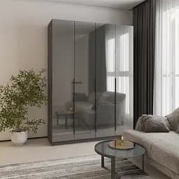 Шафа 4-дверна MebelStar Оскар Gloss BL-B, додаткова штанга 160x52x220 см Антрацит/Антрацит (MBS-5271)