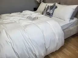 Комплект постельного белья LUXURY Washed из вареного хлопка Молочный Milk - двуспальный