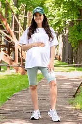 Велосипедки для вагітних із високим поясом на животик Parma Lullababe розмір S Оливковий - мініатюра 8