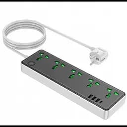 Сетевое зарядное устройство удлинитель Hoco AC13A 3 USB/ Type-C 5 розеток 1m Черный