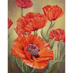 Алмазна мозаїка 40 * 50 см зі стразами на підрамнику Маки