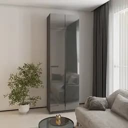 Шафа 2-дверна з антресоллю MebelStar Оскар Gloss BL-B, блок шухляд 80x52x260 см Антрацит/Антрацит (MBS-5369)