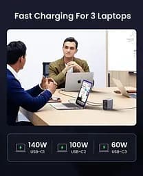 Зарядний пристрій Ugreen CD333 Nex 1U + 4C 300 W GaN адаптер живлення сірий - мініатюра 4