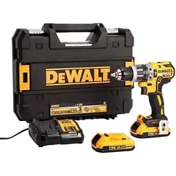 Дриль-шурупокрут DeWALT безщітковий ударний 18 В XR Li-Ion 2 Аг 70 Нм 550-2000 об/хв патрон 13 мм швидкозатискний 2 акумулятора зарядний пристрій валіза (DCD796D2)