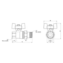 Кран кульовий "Американка" SD Plus 1/2" ВЗ прямий SD220NW15PN40 - мініатюра 2