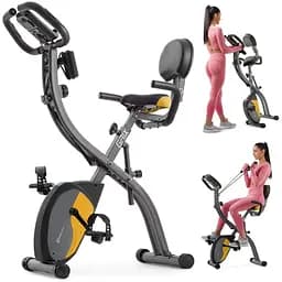 Велотренажер магнітний Hop-Sport HS-3010X Grix X-Bike з еспандерами сіро-жовтий - мініатюра 8