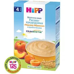 Уцінка. Молочна каша HiPP Рисово-кукурудзяна Персик-Абрикос 250 г
