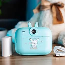 Фотоаппарат детский Happy Life HPS1BL Зайчик с функцией мгновенной печати, голубой
