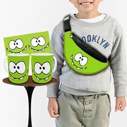 Набор: детская сумка-бананка+кружка Ам Ням 32х15см,бананка для мальчика через плечо на подарок (00886)