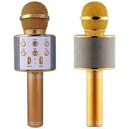 Мікрофон-караоке WS 858 з колонкою золотистий