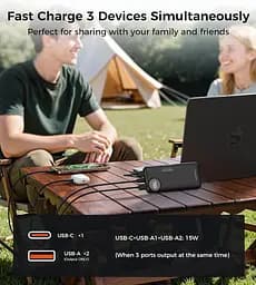 УМБ Choetech 10000mAh 22,5W PD 2xUSB-A, USB-C чорна - мініатюра 8