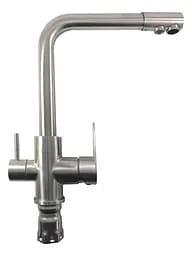 F4348 (H48) Змішувач для кухні з фільтром Г-под. гусак корпус з нерж. сталі гайка Ø35 Frap 1/10 Хром матовый