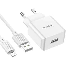 Комплект адаптер і кабель Hoco C106A Lightning Cable Leisure single port charger білий