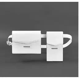 Набір жіночих білих шкіряних сумок Mini поясна / кроссбоді