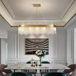 Подвесная удлиненная люстра со стеклянными фактурными пластинами 80х30 см Ст. AS129L-800 AB+WT | Line F