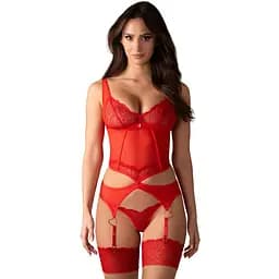 Эротический комплект Obsessive Cupide Desir 2XL/3X красный