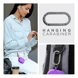 Силіконовий чохол для навушників Apple AirPods Pro 2 2022, Hang Case, фіолетовий, ультратонкий захисний кейс товщиною 2 мм, захист від подряпин, пилу та ударів, компактний, з карабіном для кріплення, ArmorStandart (ARM68595) - мініатюра 6