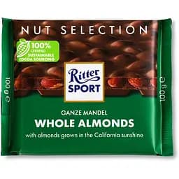 Шоколад молочный Ritter Sport с цельными миндальными орехами 100 г (686645)