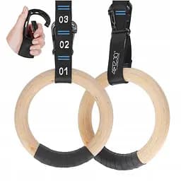 Гимнастические кольца 4FIZJO деревянные, регулируемые Black/Blue (P-5905973402743)