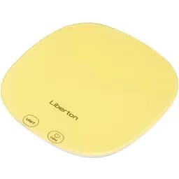 Ваги кухонні Liberton LKS-0718, Yellow, до 10 кг, дисплей, тарокомпенсація, автовідключення, індикатор перевантаження, батарейка: 2*ААА у комплекті